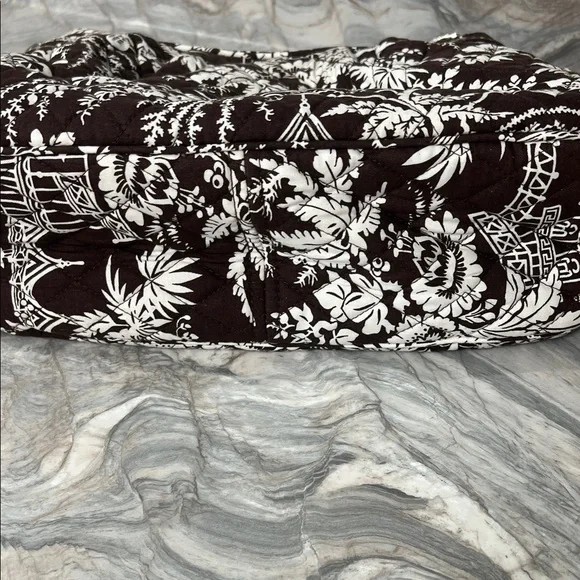 Vera Bradley Quilted Brown & White Floral Tote Bag - Picture 7 of 9